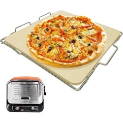 SafBbcue Pizza Stone with Rack for Grill & Oven Baking Accessories