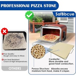 SafBbcue Pizza Stone with Rack for Grill & Oven Baking Accessories